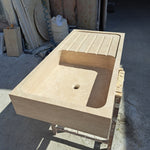Marble Kitchen Sink, Custom Stone Sink with Drainboard for Kitchen Countertop, Customizable 1 or 2 Compartment Sink