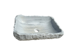 Rough Carrara Marble Sink, Stone Vessel Sink Bowl Handmade Bathroom Vanity Top for Farmhouse Powder Room