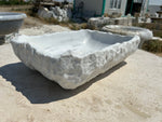 Rough Carrara Marble Sink, Stone Vessel Sink Bowl Handmade Bathroom Vanity Top for Farmhouse Powder Room