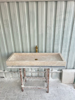 Travertine Wall Mount Sink, Large Marble Washbasin, Marble Floating Vanity For Bathroom