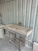 Travertine Wall Mount Sink, Large Marble Washbasin, Marble Floating Vanity For Bathroom