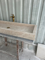 Travertine Wall Mount Sink, Large Marble Washbasin, Marble Floating Vanity For Bathroom