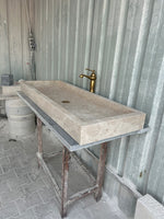 Travertine Wall Mount Sink, Large Marble Washbasin, Marble Floating Vanity For Bathroom