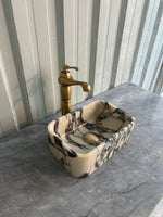 Calacatta Viola Small Vessel Sink, Marble Washbasin Vanity Top, Rustic Bathroom Decor