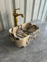 Calacatta Viola Small Vessel Sink, Marble Washbasin Vanity Top, Rustic Bathroom Decor