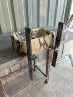 Calacatta Viola Small Marble Sink, Wall Mount Marble Washbasin, Rustic Bathroom Decor
