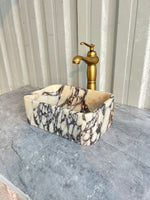 Calacatta Viola Small Vessel Sink, Marble Washbasin Vanity Top, Rustic Bathroom Decor