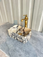 Calacatta Viola Small Vessel Sink, Marble Washbasin Vanity Top, Rustic Bathroom Decor