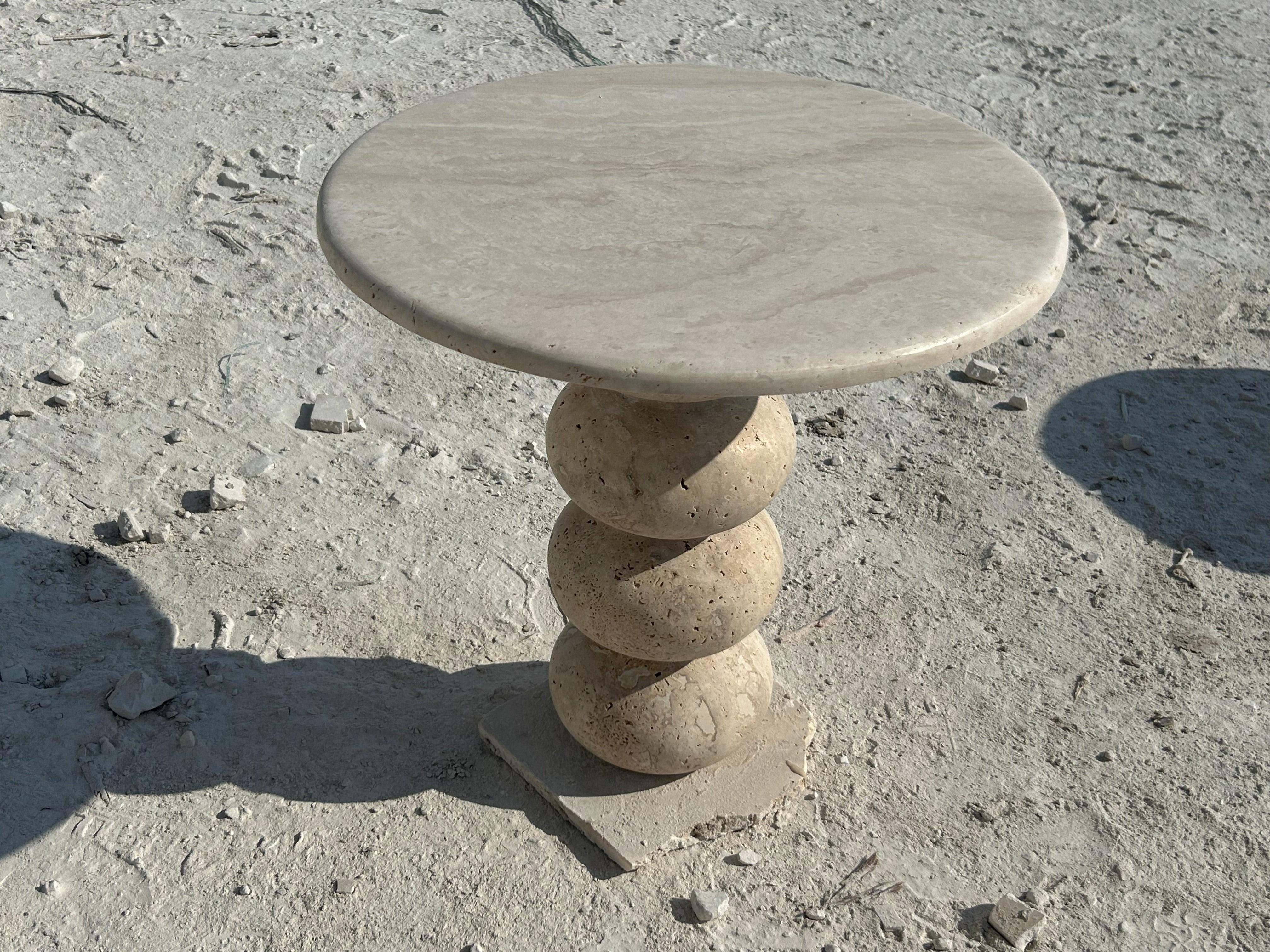 Travertine Side Table, Knotted Shape Leg Coffee Table, Stone Cocktail Table, Garden Small Table, Modern Home Decor