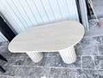 Oval Travertine Dining Table, Fluted Travertine Table, Stone Dining Table, Farmhouse Table