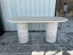 Oval Travertine Dining Table, Fluted Travertine Table, Stone Dining Table, Farmhouse Table