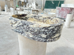 Calacatta Viola Antique Marble Sink, Marble Vessel Sink for Bathroom Vanity Top, Farmhouse Sink