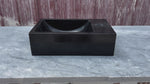 Corner Wall Small Bathroom Sink, Black Marble Sink, Nero Marquina Stone Sink with Faucet Hole