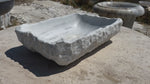 Rough Carrara Marble Sink, Stone Vessel Sink Bowl Handmade Bathroom Vanity Top for Farmhouse Powder Room