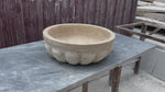 Sandblasted Travertine Marble Vessel Sink, Pumpkin Shaped Sink Rustic Bathroom Vanity Top for Farmhouse Sink Powder Room