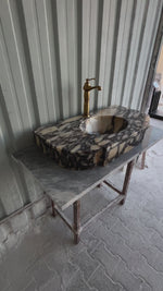 Calacatta Viola Wall Mount Sink, Oval Marble Washbasin, Classical Marble Floating Vanity For Bathroom