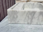 Carrara Wall Mount Sink, White Marble Sink, Marble Washbasin, Floating Vanity For Bathroom