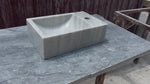 Corner Wall Small Bathroom Sink, White Marble Sink, Carrara Stone Sink with Faucet Hole