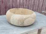 Travertine Marble Sink, Polished Marble Bathroom Vanity Top made of Premium Stone Sink for Farmhouse Powder Room