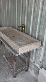 Travertine Wall Mount Sink, Large Marble Washbasin, Marble Floating Vanity For Bathroom