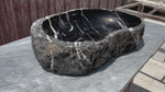 Chiseled Black Marble Vessel Sink Amorphous Formed Nero Marquina Sink With Strainer Cover for Rustic Bathroom Vanity Top