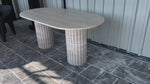 Oval Travertine Dining Table, Fluted Travertine Table, Stone Dining Table, Farmhouse Table