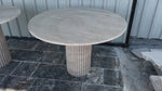 Round Travertine Dining Table, Fluted Travertine Table, Stone Dining Table, Farmhouse Table