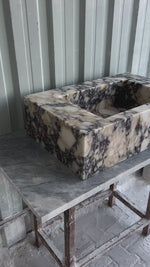 Calacatta Viola Wall Mount Sink, Marble Washbasin, Farmhouse Sink, Antique Marble Floating Vanity For Bathroom