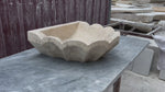 French Marble Sink, Wavy Design Travertine Vessel Sink Rustic Bathroom Vanity Top for Farmhouse Powder Room