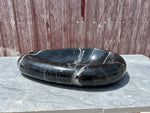 Black Marble Vessel Sink for Bathroom Vanity Top, Egg Formed Nero Marquina Marble Sink