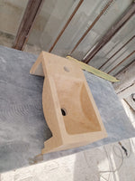 Corner Wall Small Bathroom Sink, Travertine Marble Sink, Beige Stone Sink with Faucet Hole