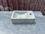 Corner Wall Small Bathroom Sink, White Marble Sink, Carrara Stone Sink with Faucet Hole
