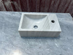 Corner Wall Small Bathroom Sink, White Marble Sink, Carrara Stone Sink with Faucet Hole