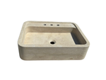 Travertine Wall Mount Sink, Rectangular Marble Washbasin, Floating Vanity For Bathroom