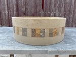 Travertine Round Sink, Mosaic Embed Vessel Sink, Farmhouse Sink, Marble Washbasin, Bathroom Vanity Top