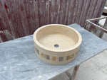 Travertine Round Sink, Mosaic Embed Vessel Sink, Farmhouse Sink, Marble Washbasin, Bathroom Vanity Top