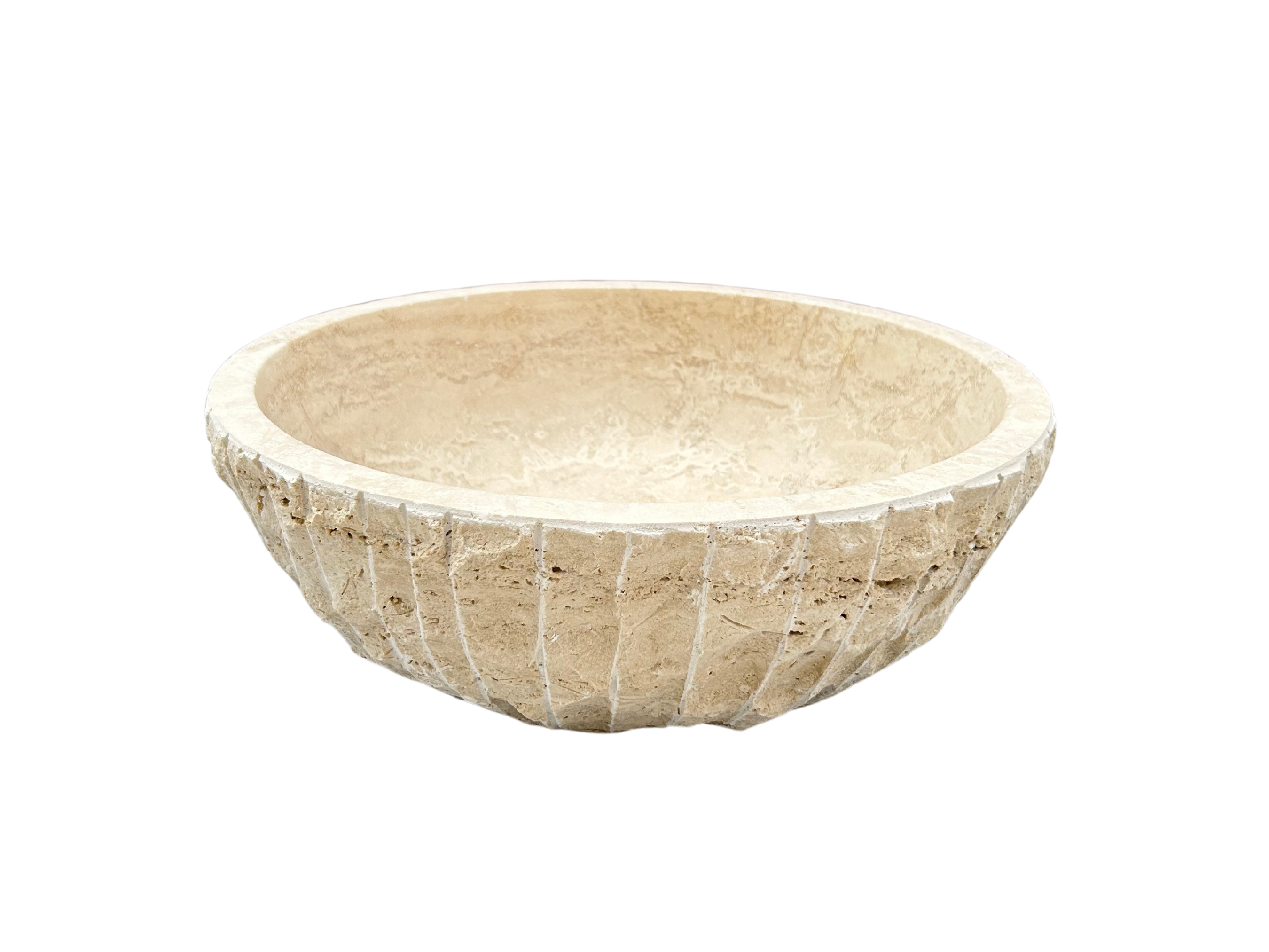 Rough Travertine Sink, Round Vessel Sink Bowl, Farmhouse Sink, Marble Washbasin,  Bathroom Vanity Top