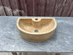 Small Bathroom Sink, Travertine Marble Sink, Stone Sink with Faucet Hole, Bathroom Vanity Top Sink