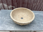 Rough Travertine Sink, Round Vessel Sink Bowl, Farmhouse Sink, Marble Washbasin,  Bathroom Vanity Top