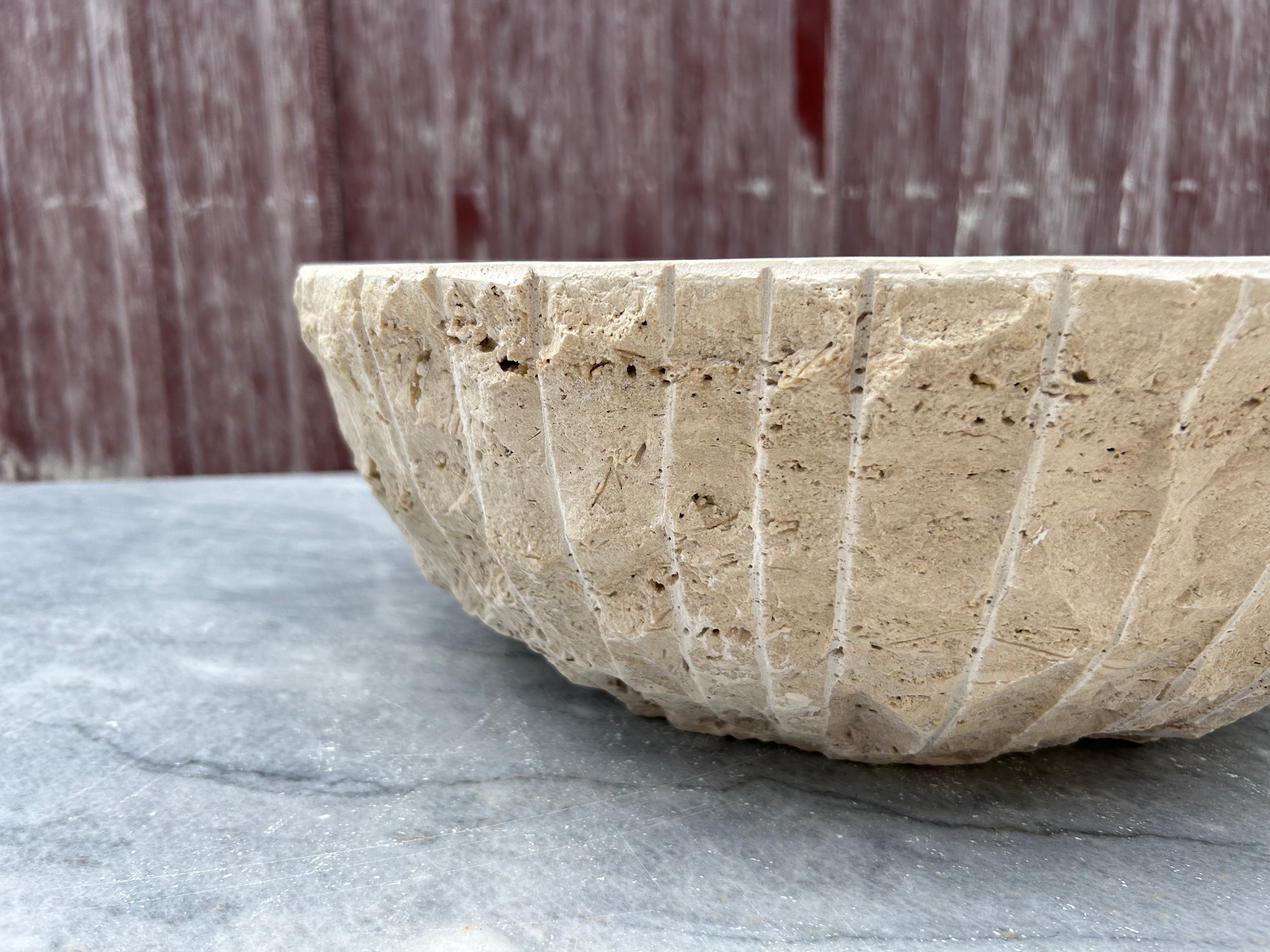 Rough Travertine Sink, Round Vessel Sink Bowl, Farmhouse Sink, Marble Washbasin,  Bathroom Vanity Top