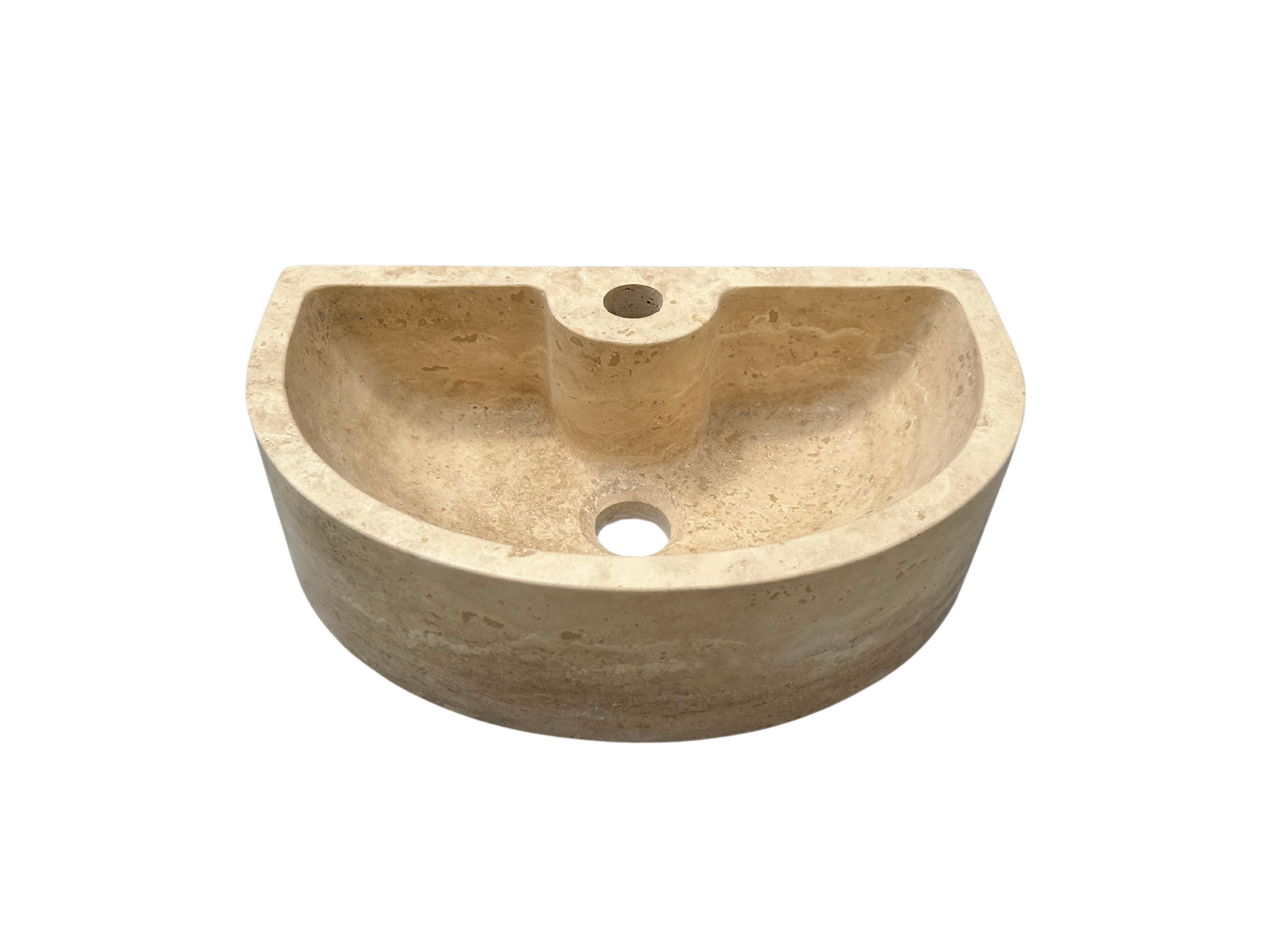 Small Bathroom Sink, Travertine Marble Sink, Stone Sink with Faucet Hole, Bathroom Vanity Top Sink