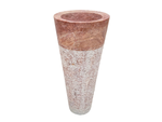Red Travertine Pedestal Sink Rustic Design, Powder Room Free Standing Sink for Farmhouse Bathroom