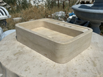 Travertine Wall Mount Sink, Rectangular Marble Washbasin, Floating Vanity For Bathroom